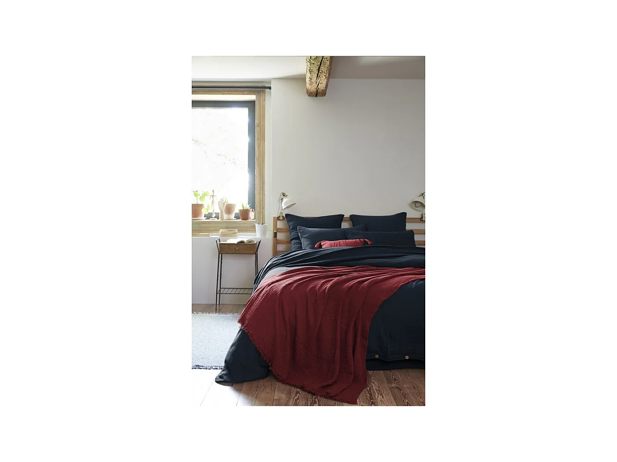 Plaid à franges "Gaïa" toutes dimensions "Gaze de Coton"