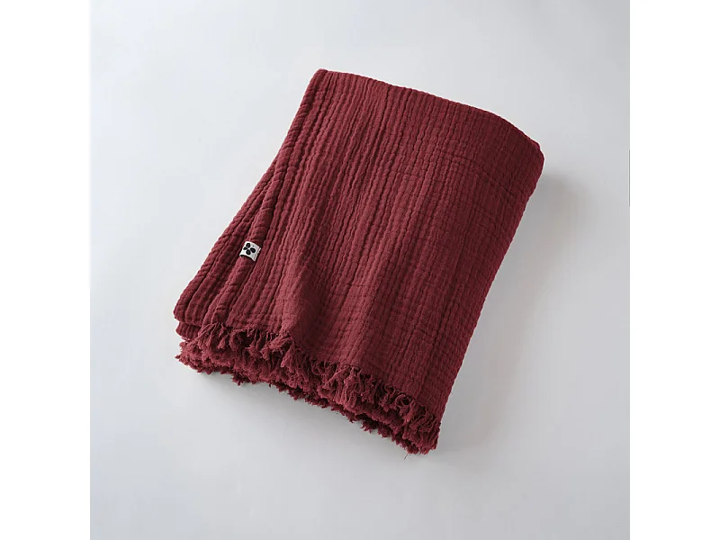 Plaid à franges "Gaïa" toutes dimensions "Gaze de Coton"