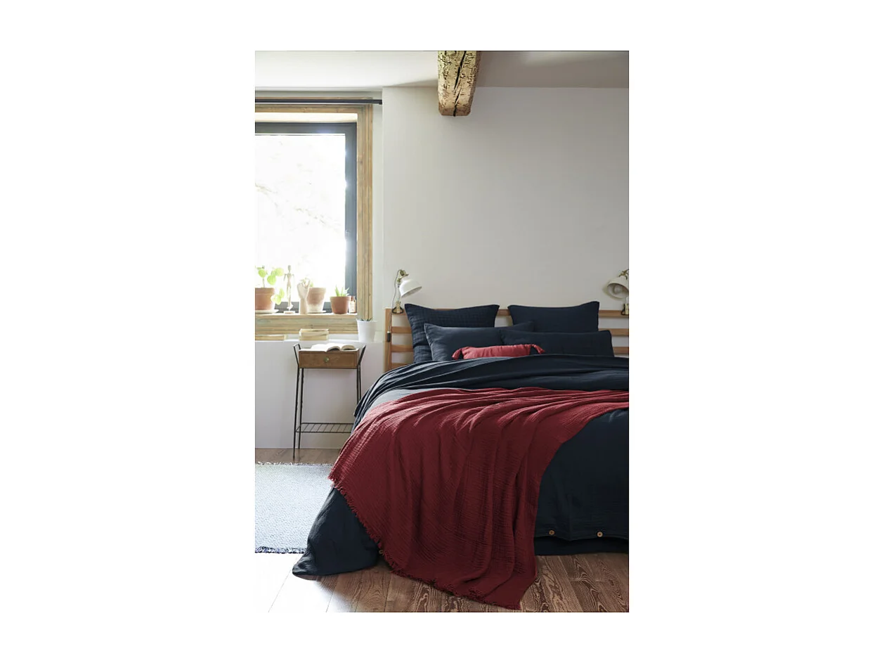 Plaid à franges "Gaïa" toutes dimensions "Gaze de Coton"