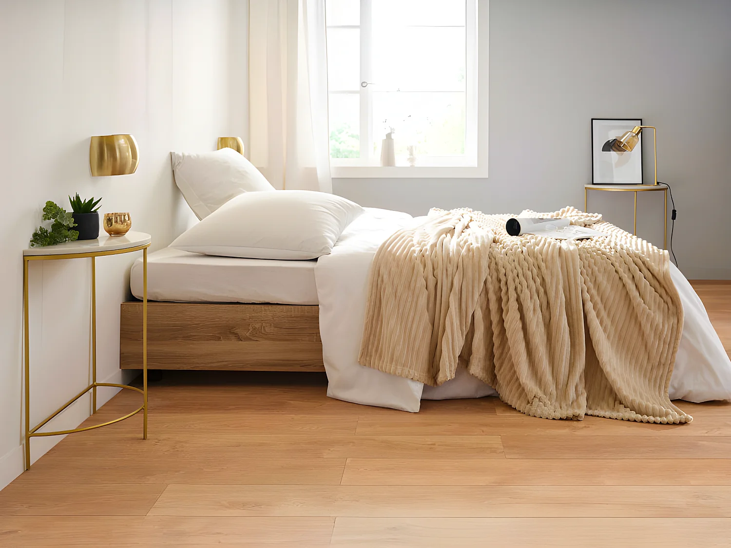 Plaid Microvelours côtelé "Dolce" 150 x 200 cm Toison d'or