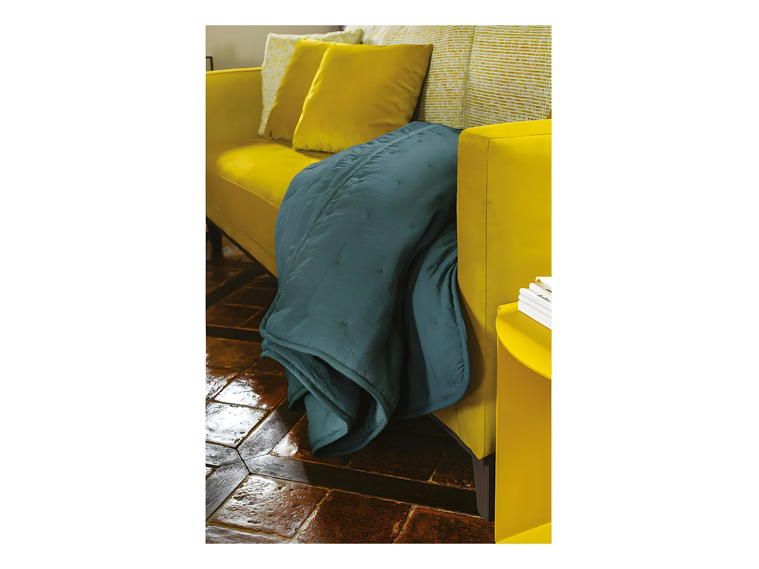 Plaid matelassé aspect lavé-froissé "Angkor" Toison d'Or