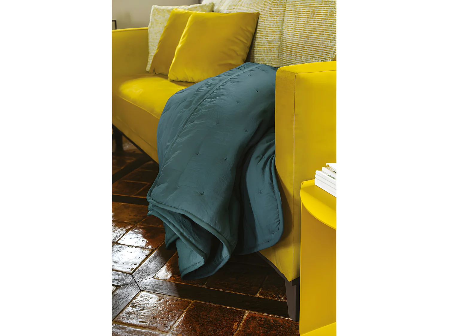 Plaid matelassé aspect lavé-froissé "Angkor" Toison d'Or