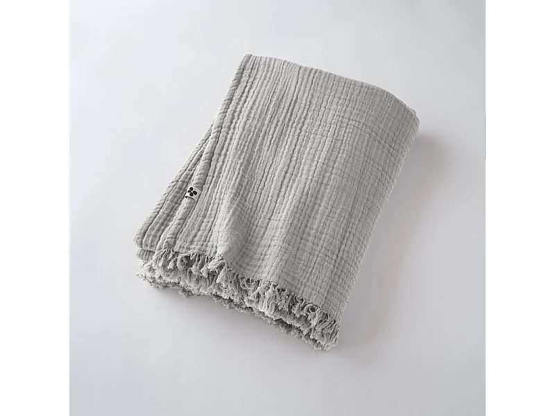 Plaid à franges "Gaïa" toutes dimensions "Gaze de Coton"