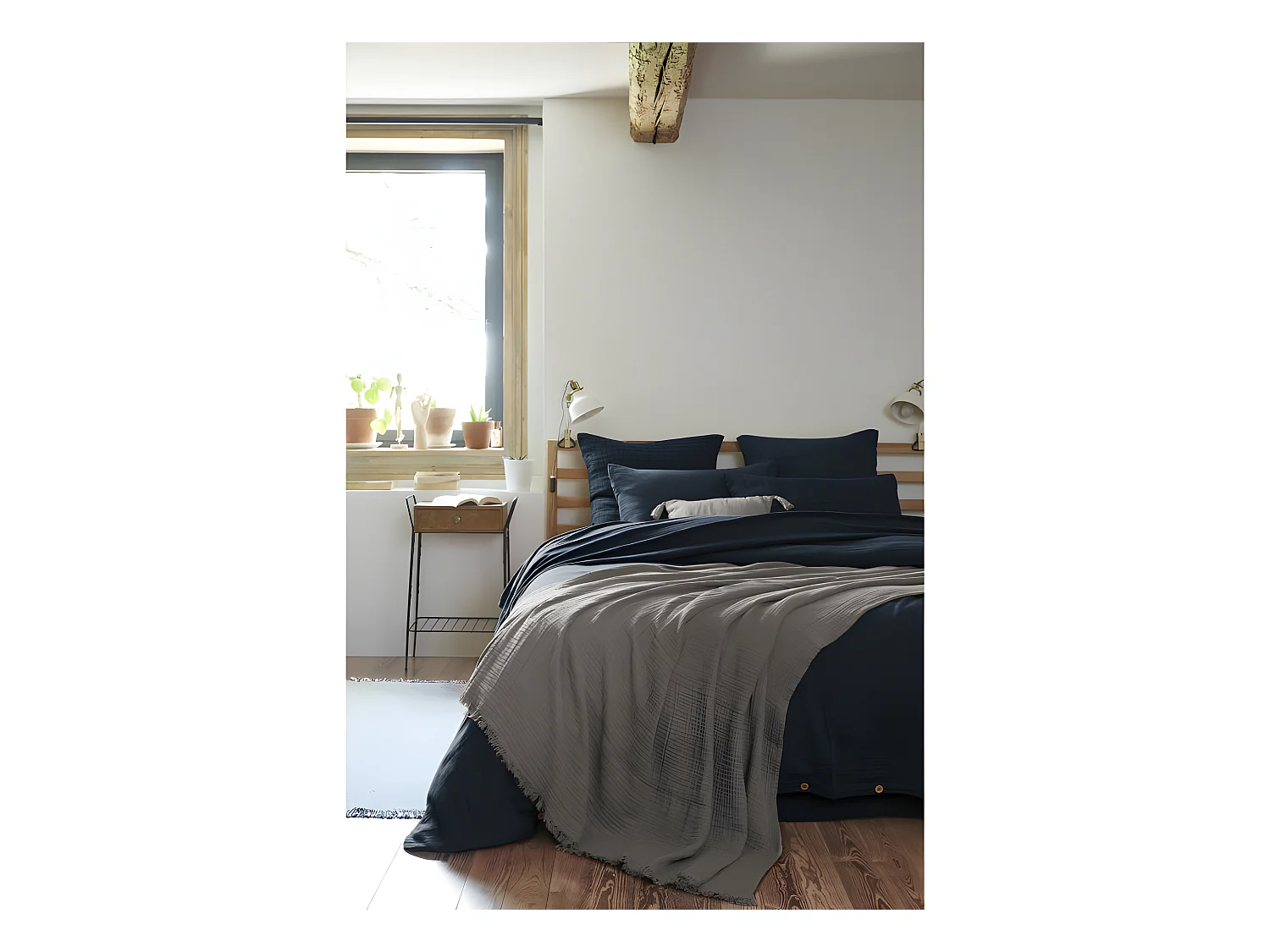 Plaid à franges "Gaïa" toutes dimensions "Gaze de Coton"