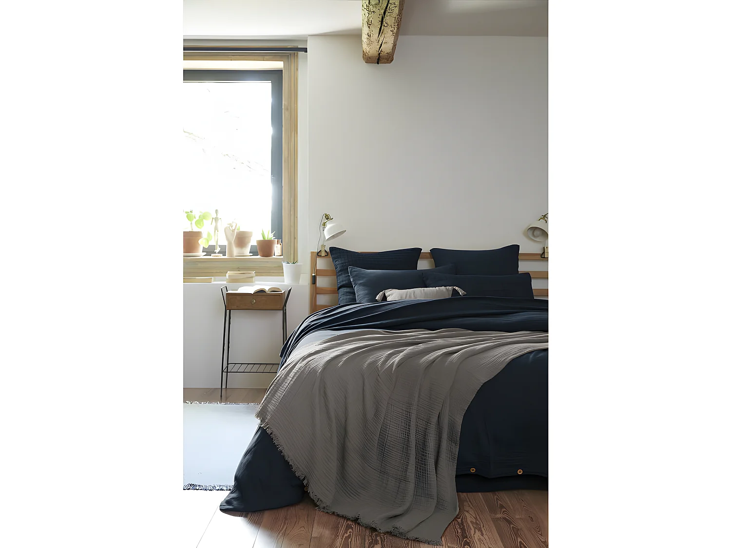 Plaid à franges "Gaïa" toutes dimensions "Gaze de Coton"