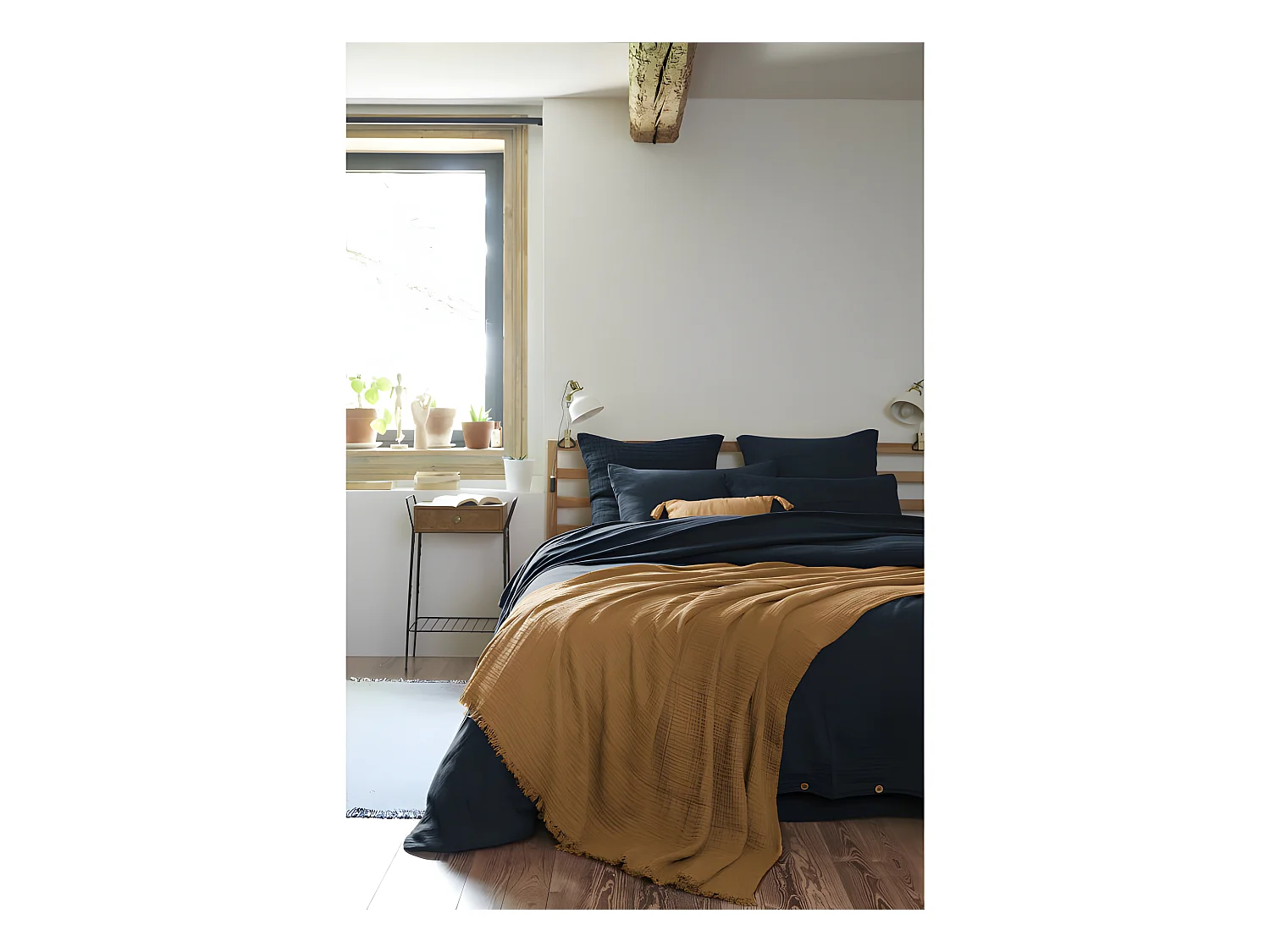 Plaid à franges "Gaïa" toutes dimensions "Gaze de Coton"