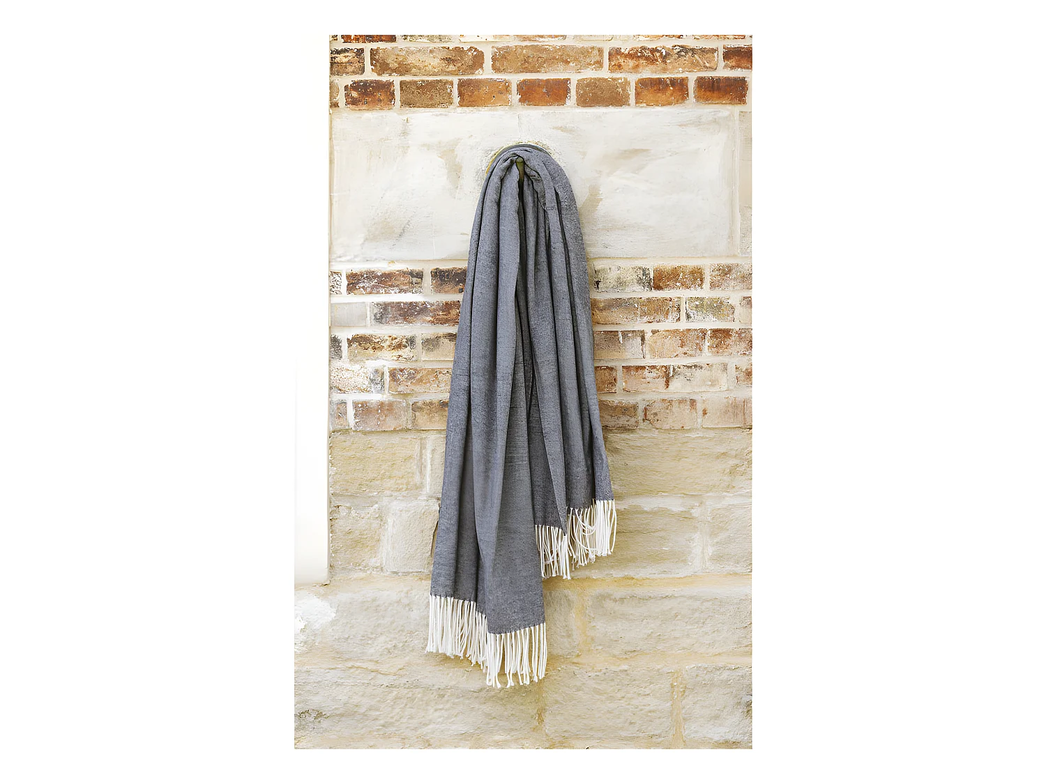 Plaid Coton recyclé dessin chevron "Come" 130 x 180 cm Toison d'or
