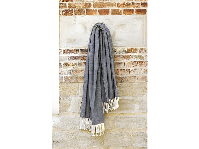 Plaid Coton recyclé dessin chevron "Come" 130 x 180 cm Toison d'or