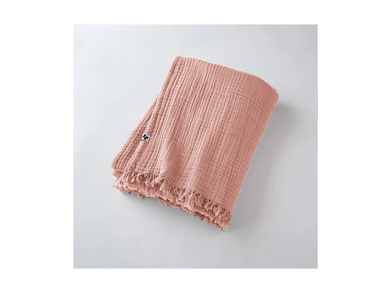 Plaid à franges "Gaïa" toutes dimensions "Gaze de Coton"