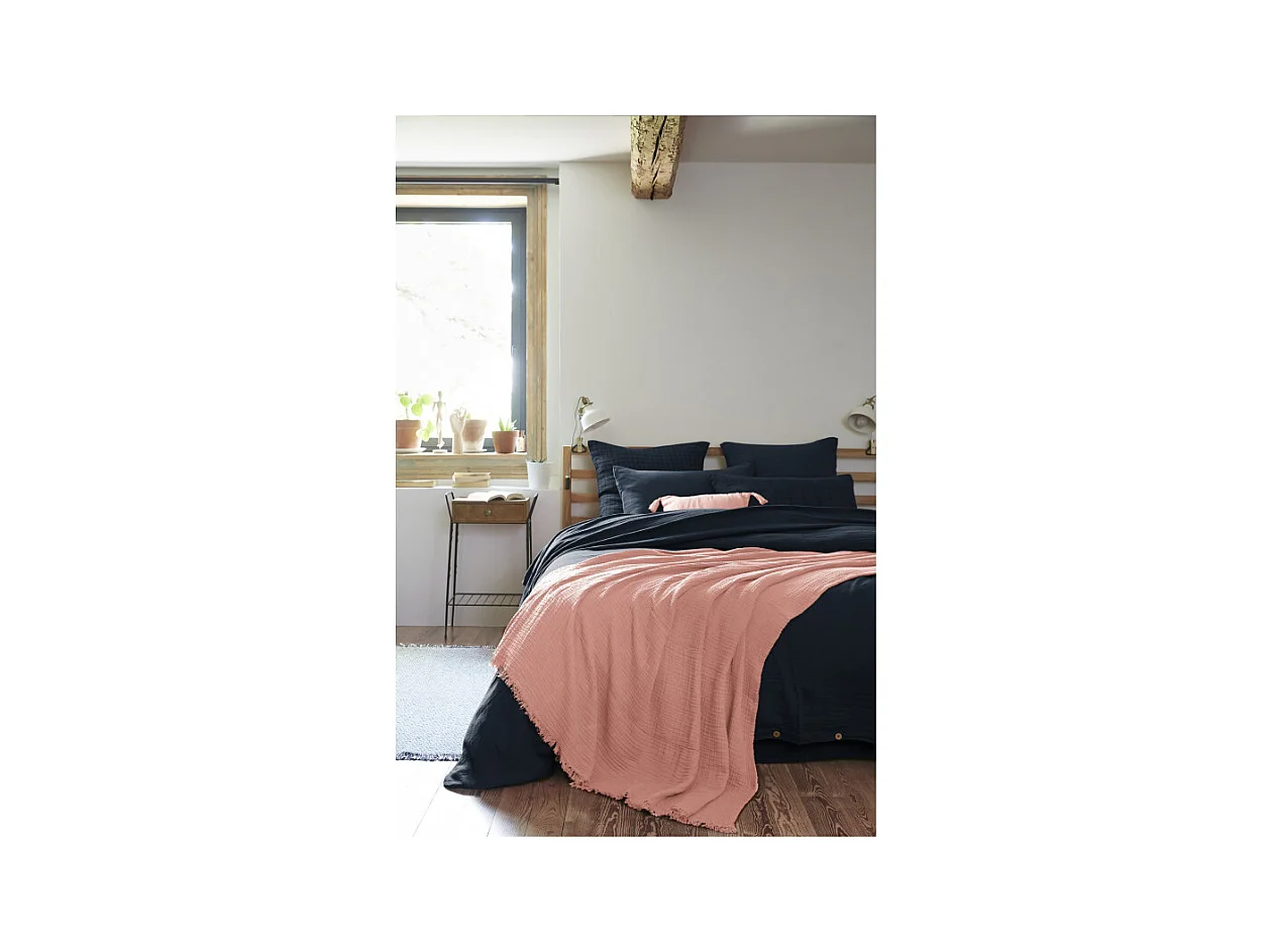 Plaid à franges "Gaïa" toutes dimensions "Gaze de Coton"