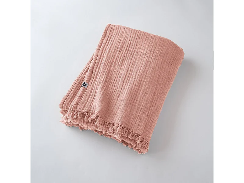 Plaid à franges "Gaïa" toutes dimensions "Gaze de Coton"