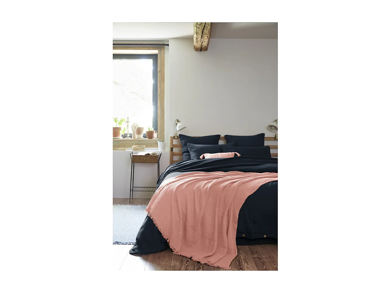 Plaid à franges "Gaïa" toutes dimensions "Gaze de Coton"