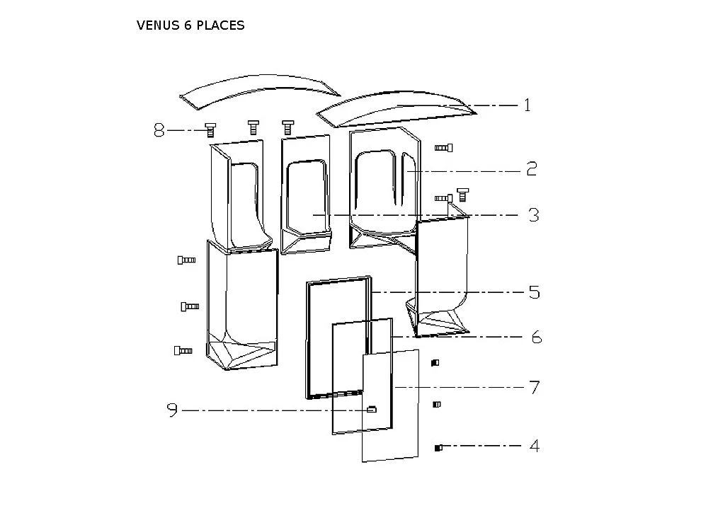 Hammam dritto VENUS 6 posti con sedili ergonomici, pannello di controllo esterno e sonda di misurazione della temperatura - L 212 x l 134 x H 210 cm
