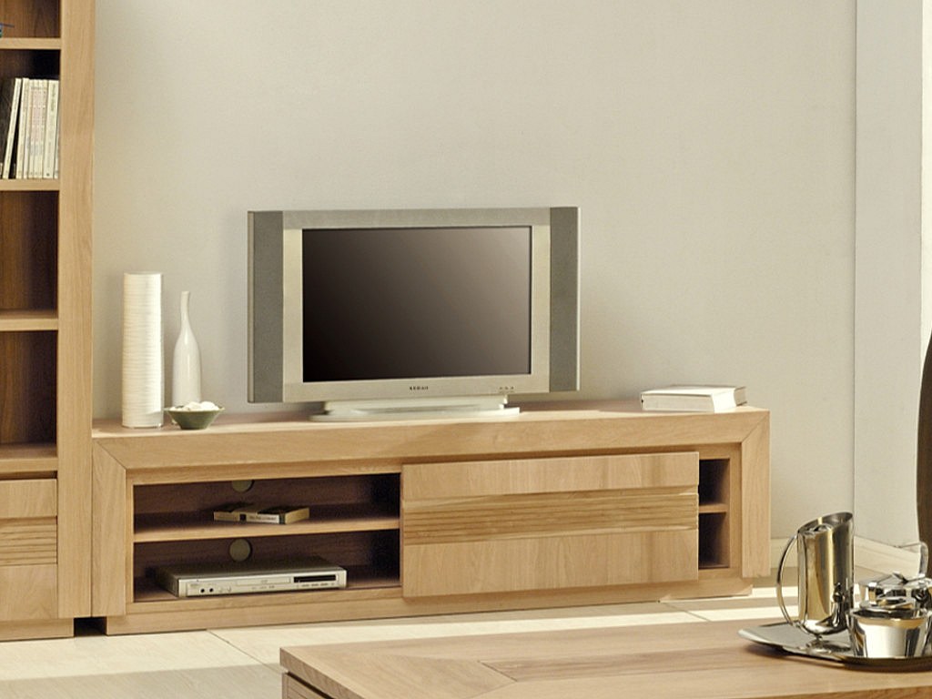 Mueble de TV con puerta corredera y 2 estanterias SYMPHONIE
