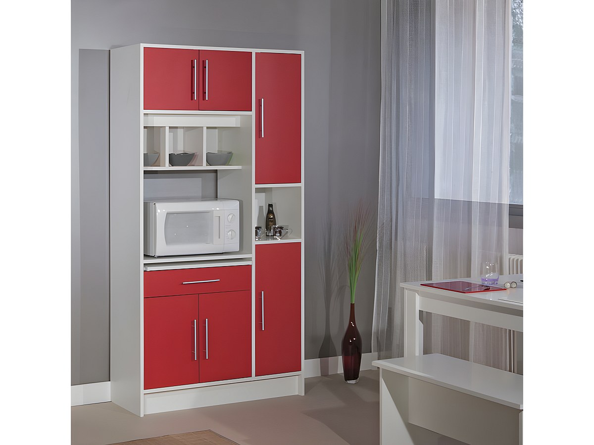 Aparador de cocina 5 puertas 4 huecos color rojo MADY