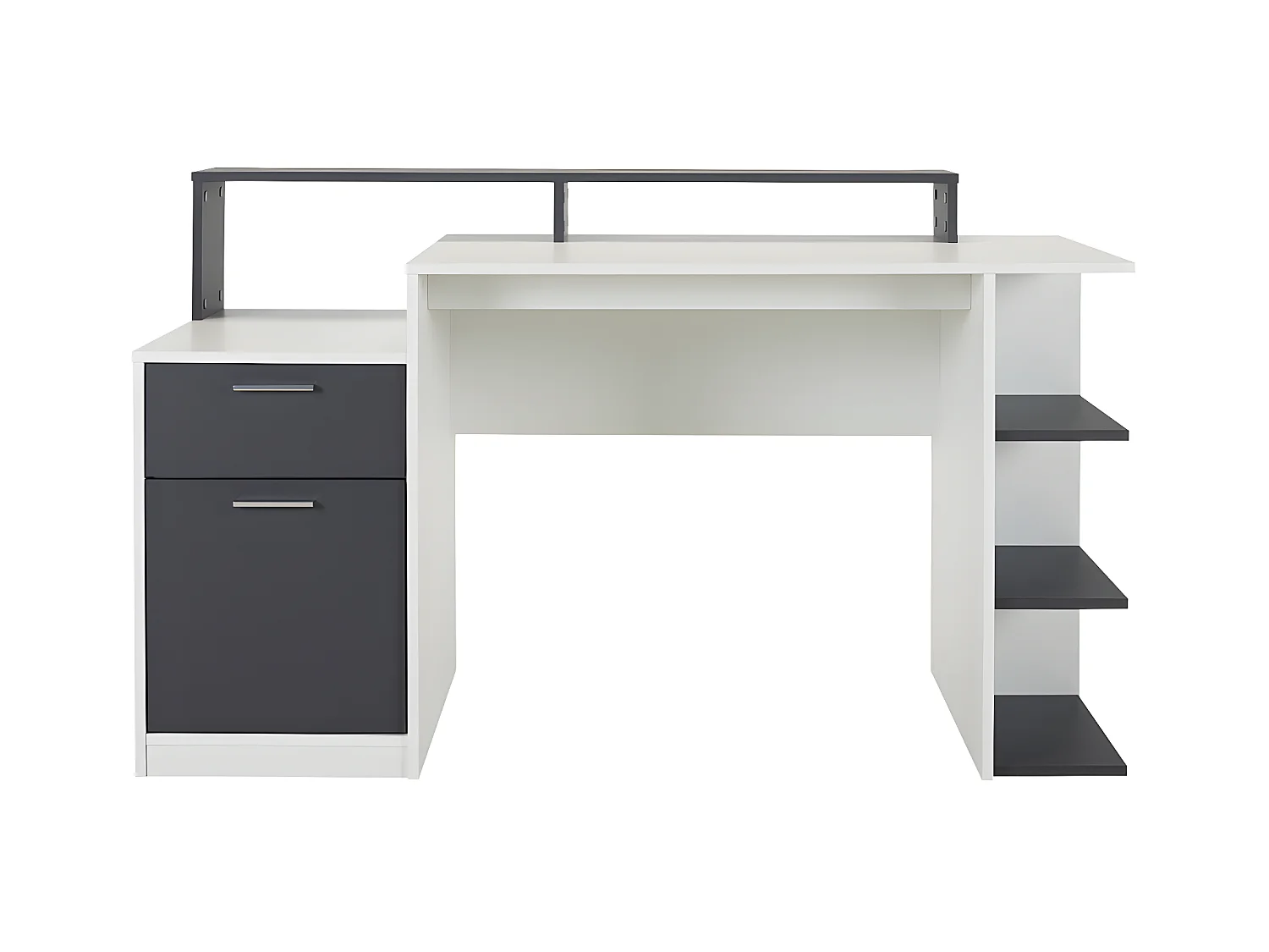 Bureau met opbergruimtes ZACHARIE - Wit en grijs