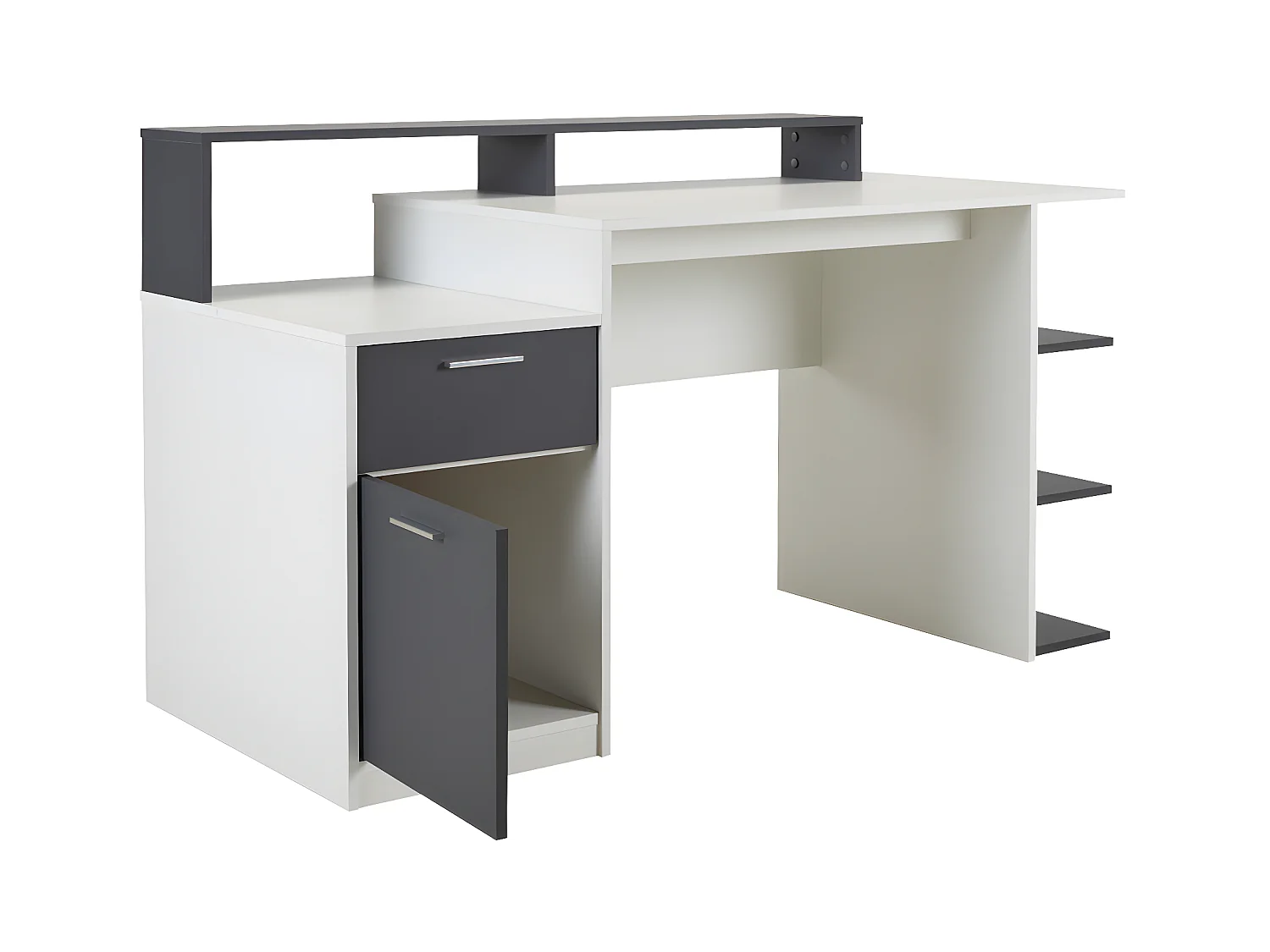 Bureau met opbergruimtes ZACHARIE - Wit en grijs