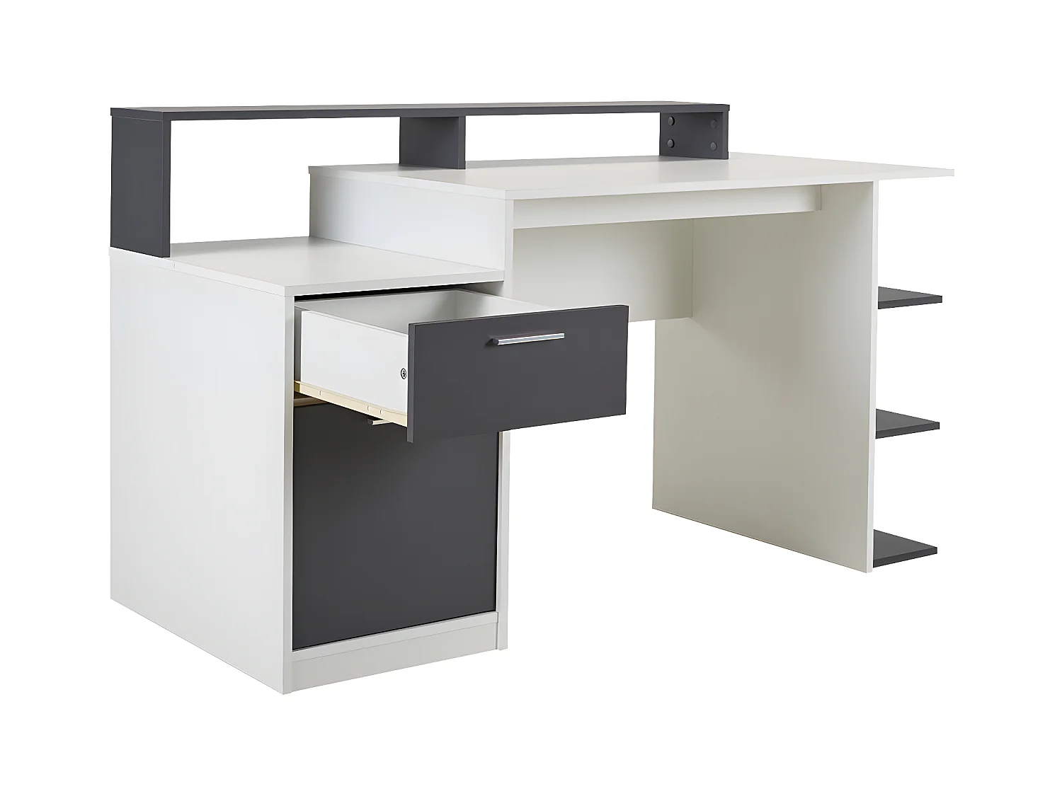 Bureau met opbergruimtes ZACHARIE - Wit en grijs