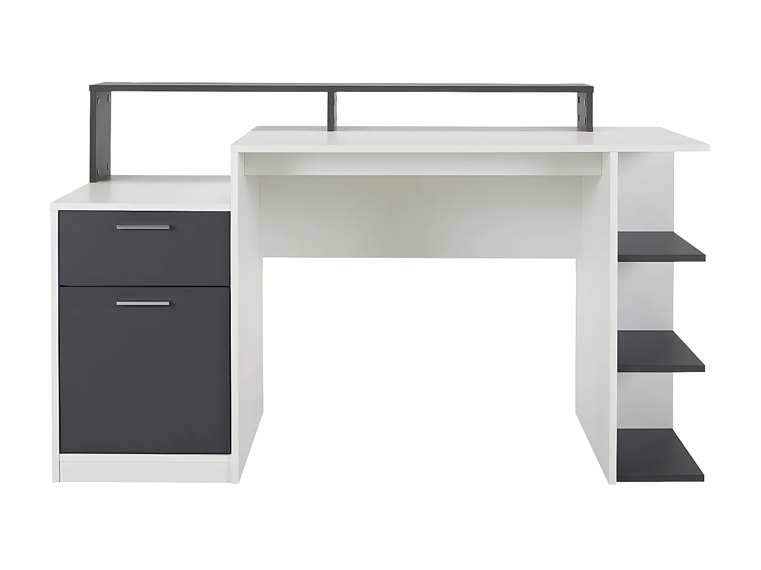 Bureau avec rangements ZACHARIE - Blanc et gris