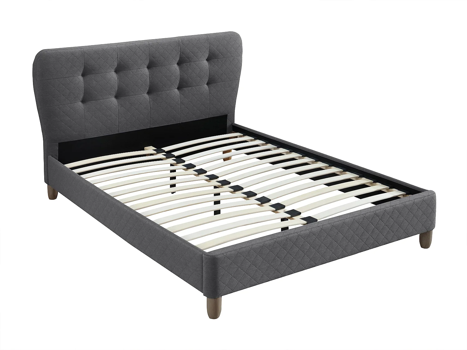 Polsterbett - 140 x 190 cm - Stoff - Grau - ELIDE