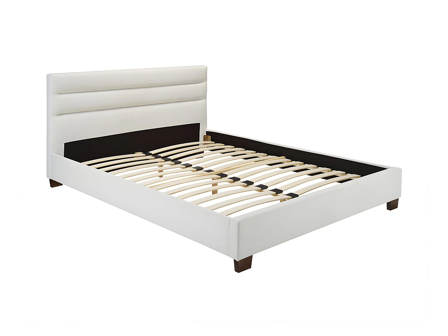 Seng 160 x 200 cm - Kunstlæder - Hvid - FAUSTIN