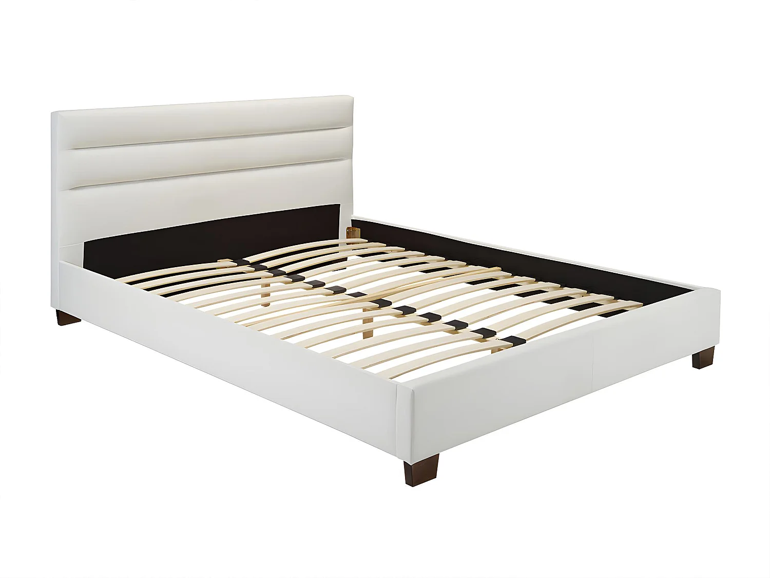 Tweepersoonsbed FAUSTIN - 160 x 200 cm - Wit kunstleer
