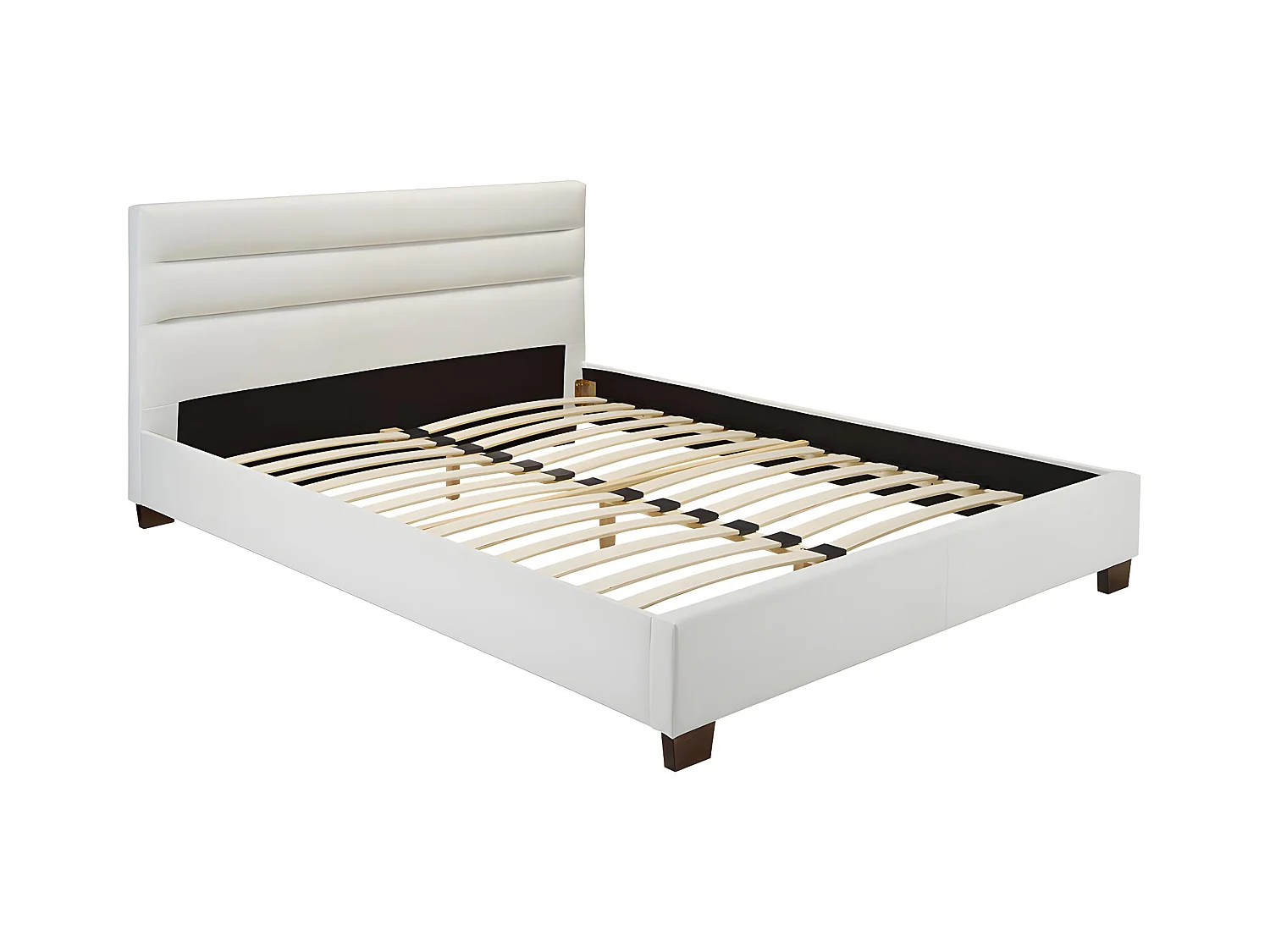 Seng 140 x 190 cm - Kunstlæder - Hvid - FAUSTIN