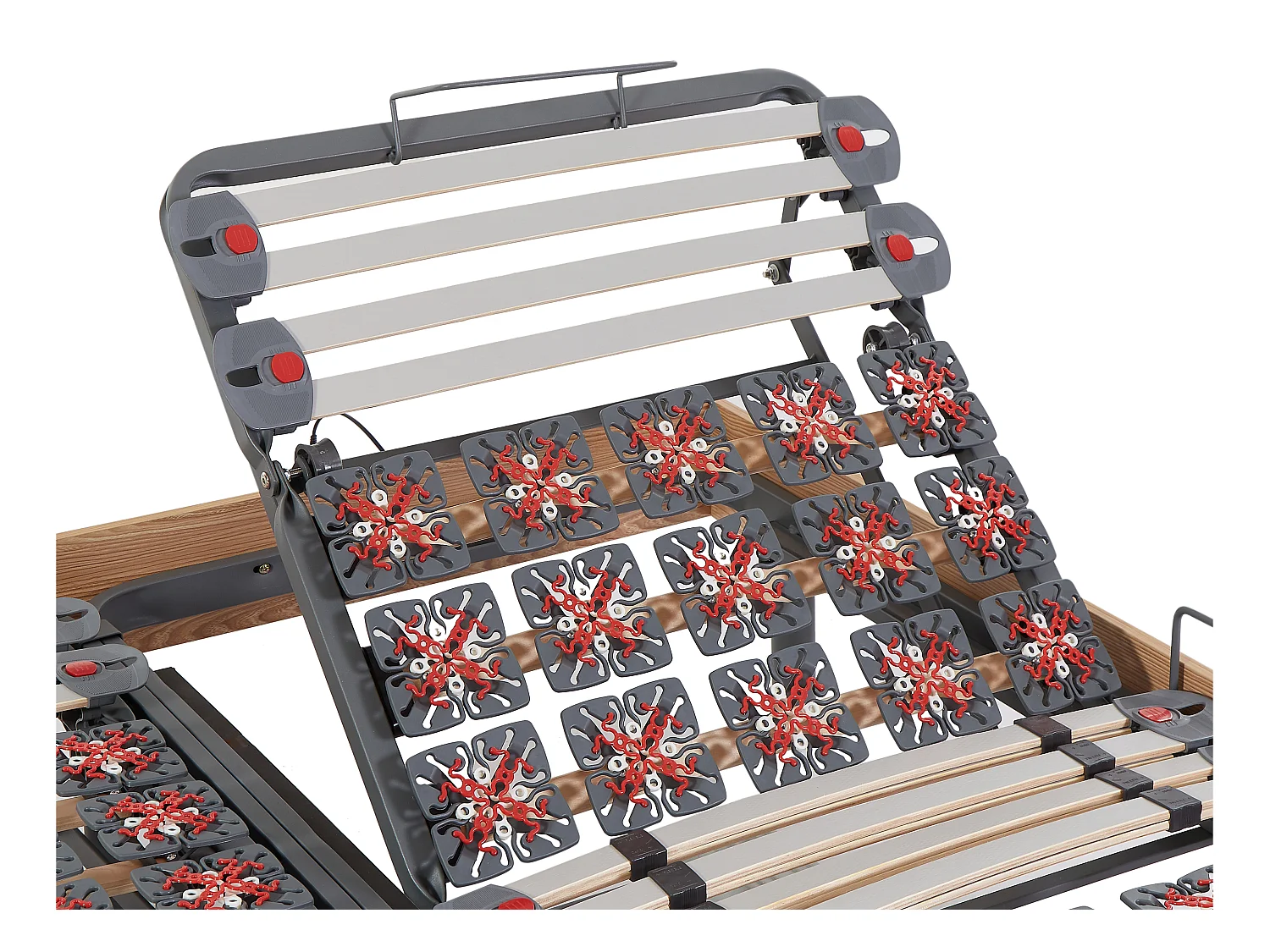 Relaxbett elektrisch - Latexmatratzen - PANDORA II von  YSMÉE - mit OKIN-Motor - Holzfarben natürlich - 2 x 80 x 200 cm