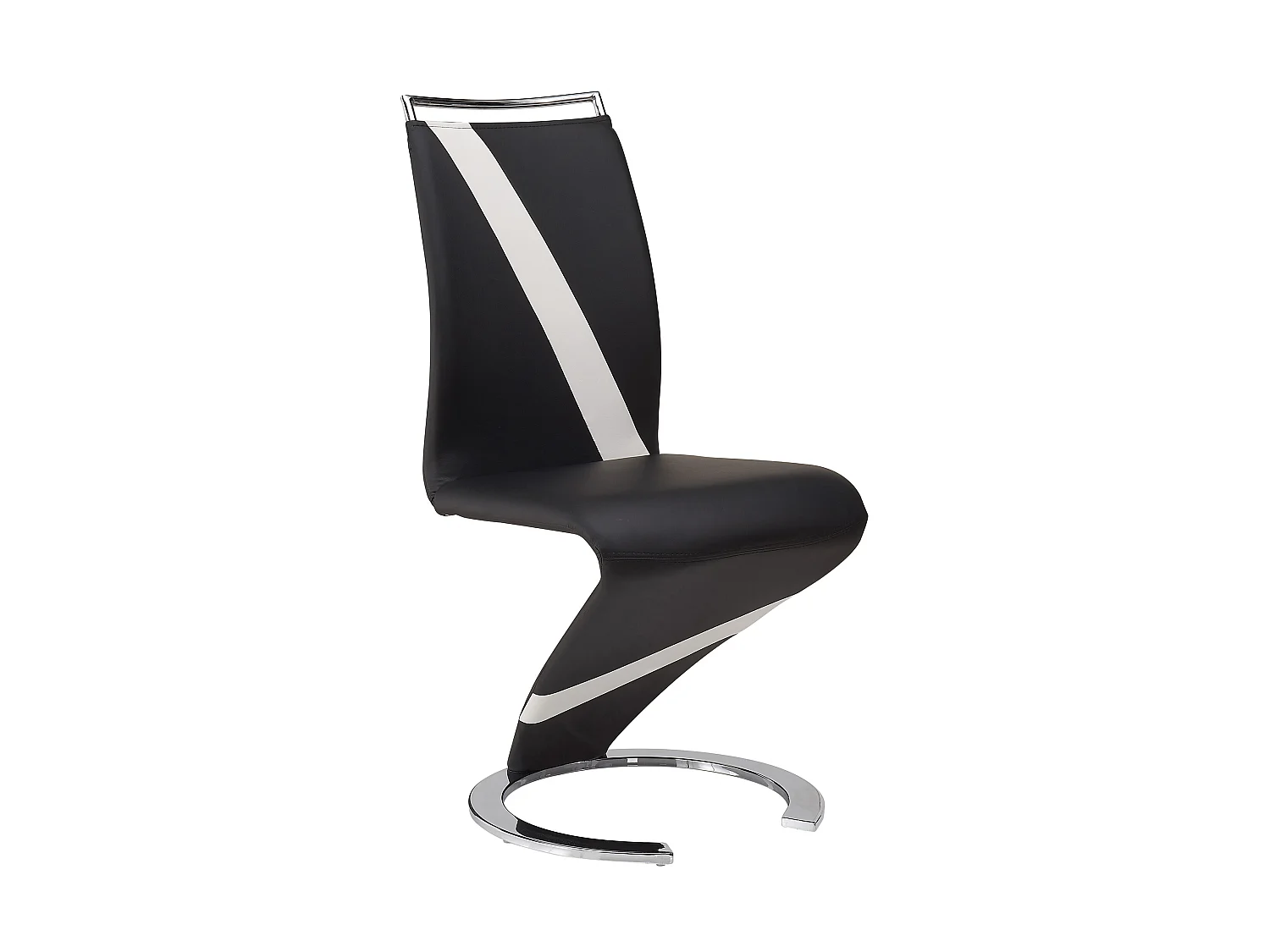 Stuhl Freischwinger 4er-Set - Kunstleder - Schwarz & Weiß - TWIZY