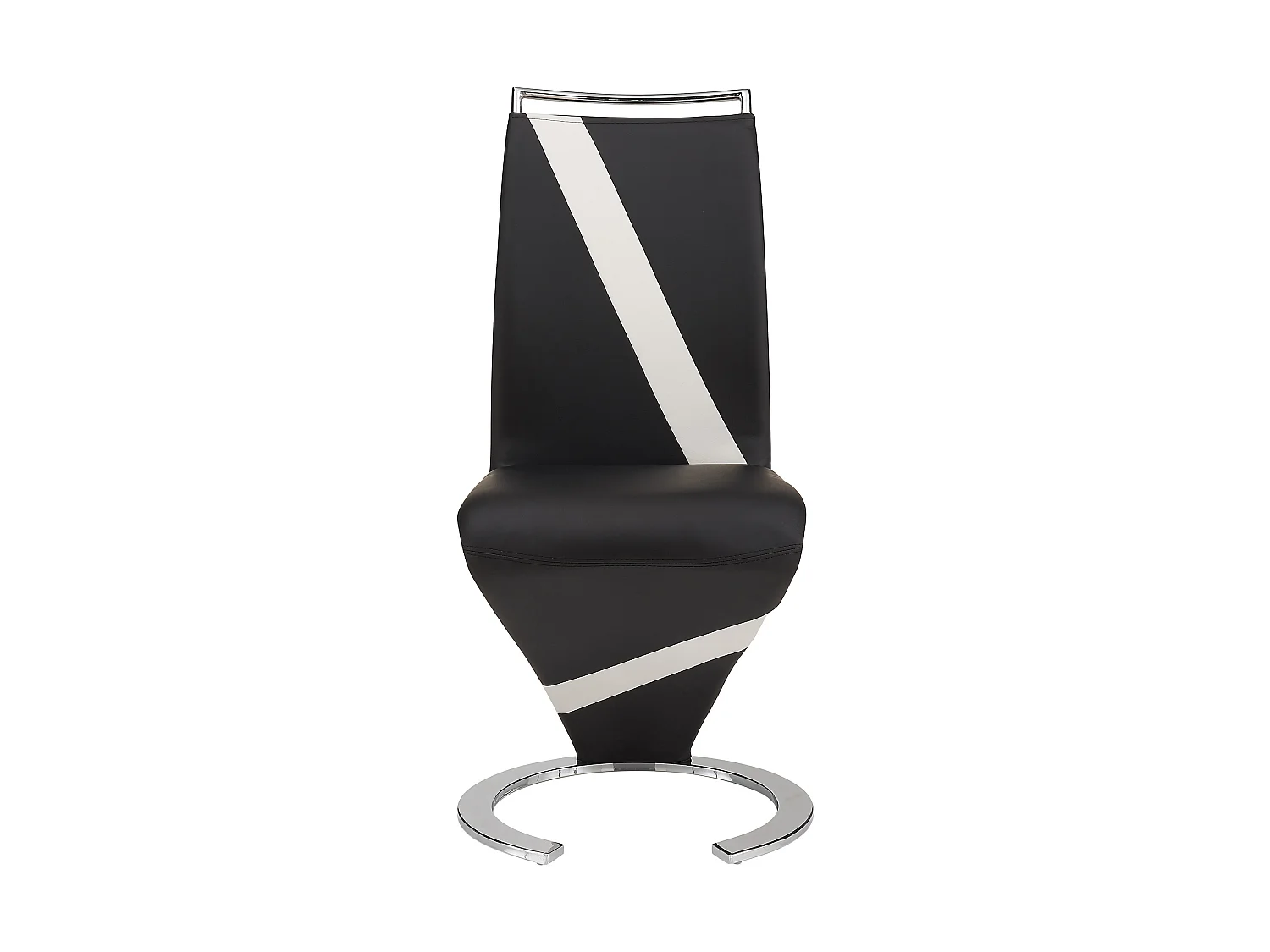 Set van 4 stoelen van kunstleer TWIZY - zwart met witte strepen