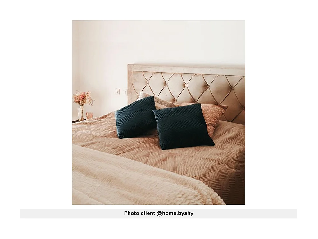 Letto matrimoniale con cassetti 160 x 200 cm in Velluto Beige - LEOPOLD