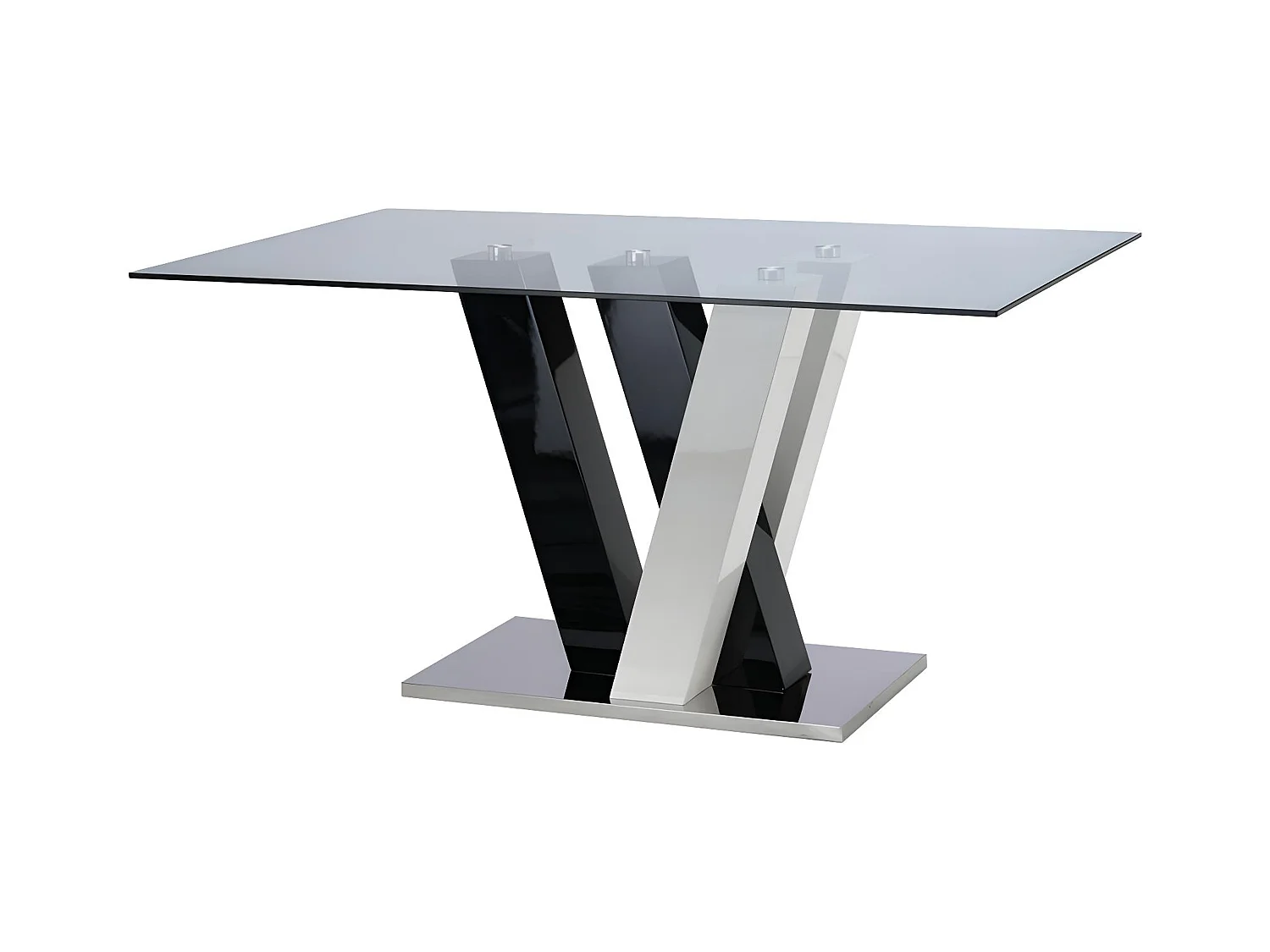 Stół do jadalni WINCH - Dla 6 osób - Płyta MDF i szkło hartowane - Czarno-Biały