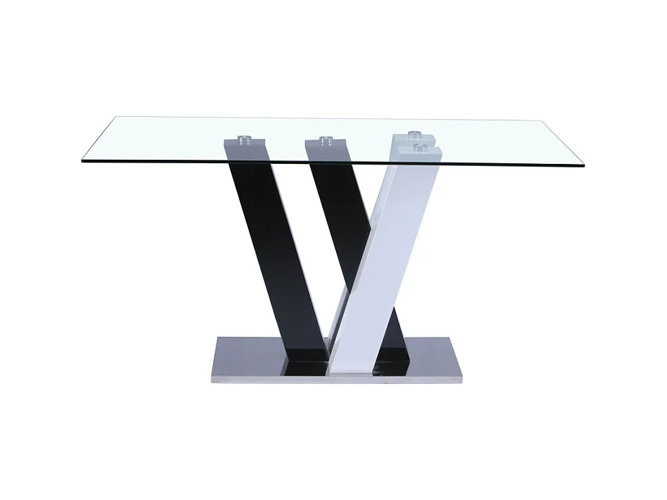 Stół do jadalni WINCH - Dla 6 osób - Płyta MDF i szkło hartowane - Czarno-Biały