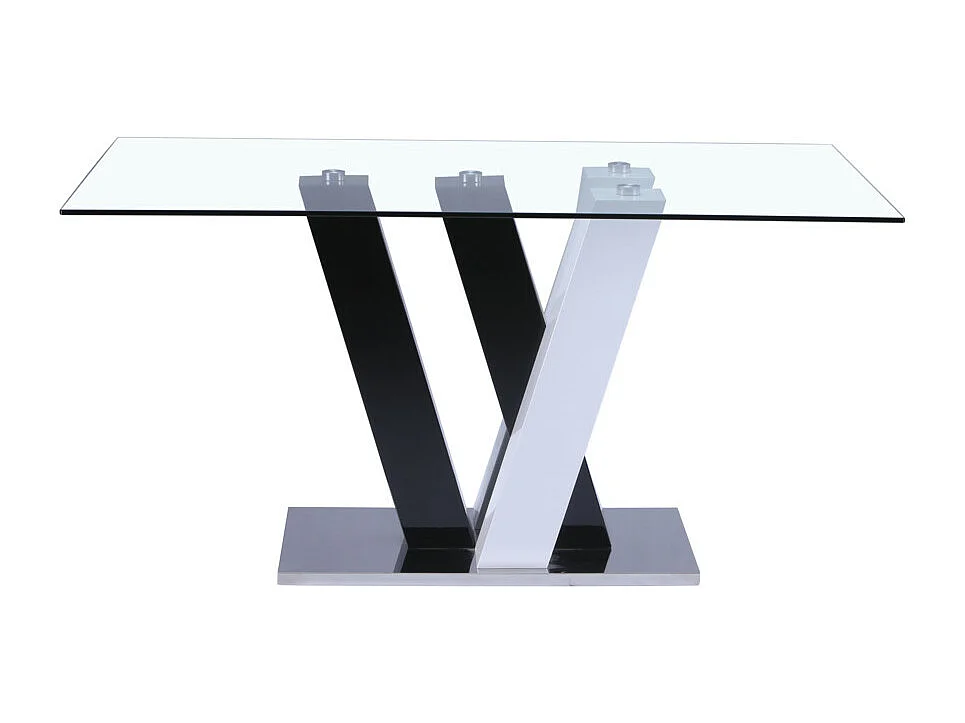 Matbord WINCH för 6 personer - MDF & härdat glas - Svart & vitt