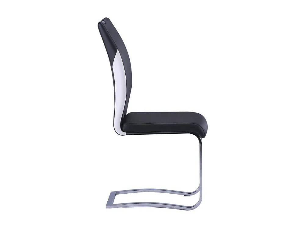 Set van 4 stoelen WINCH - Zwart / wit  kunstleer - Poten van chroom metaal 