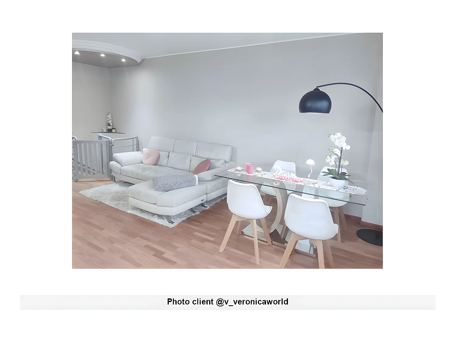 Tavolo da pranzo in vetro temperato e MDF Quercia e Bianco - AYANE