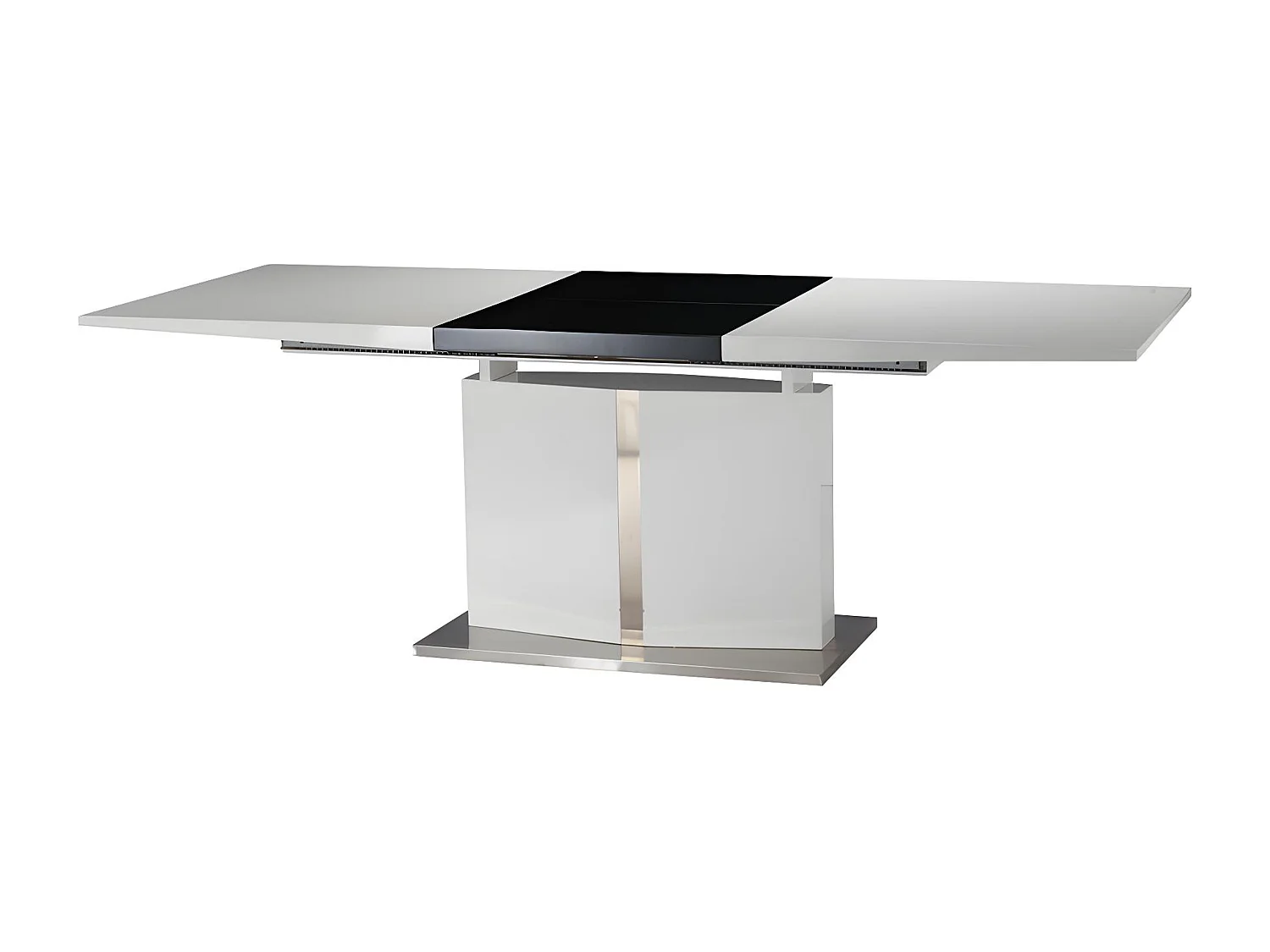 Tavolo da pranzo allungabile in Acciaio inossidabile e MDF laccato bianco - TRINITY di Pascal MORABITO