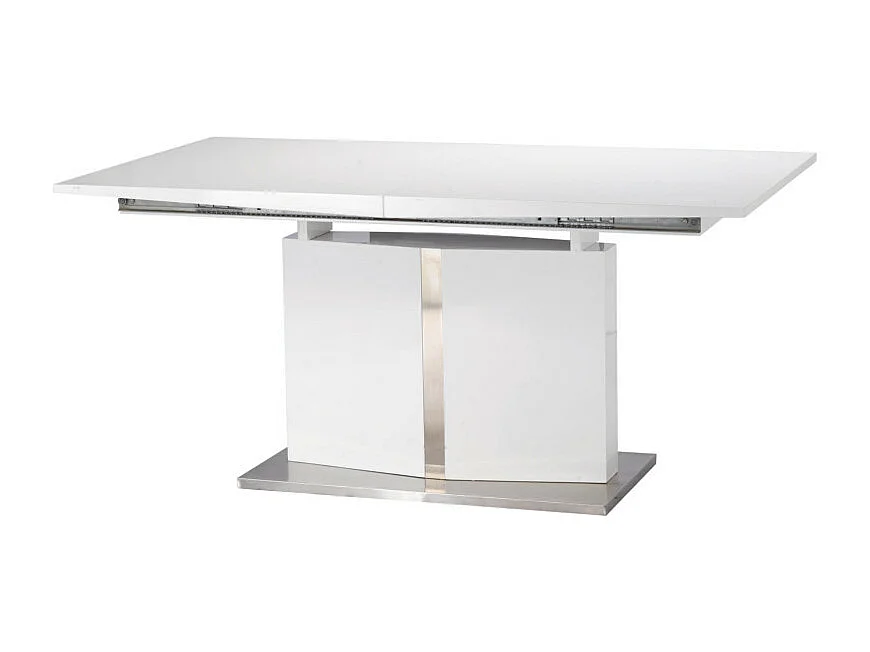 Tavolo da pranzo allungabile in Acciaio inossidabile e MDF laccato bianco - TRINITY di Pascal MORABITO