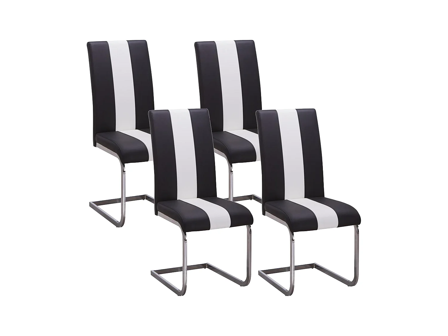 Lotto di 4 sedie in Similpelle Nero e bianco - TRINITY di Pascal MORABITO