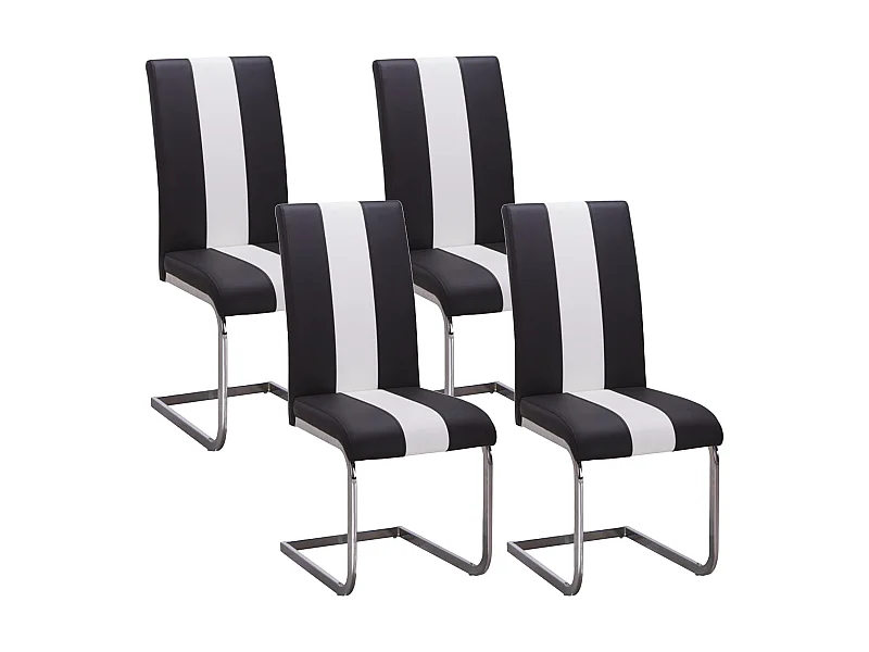 Lot de 4 Chaises en simili TRINITY de Pascal MORABITO - Simili - Noir & blanc