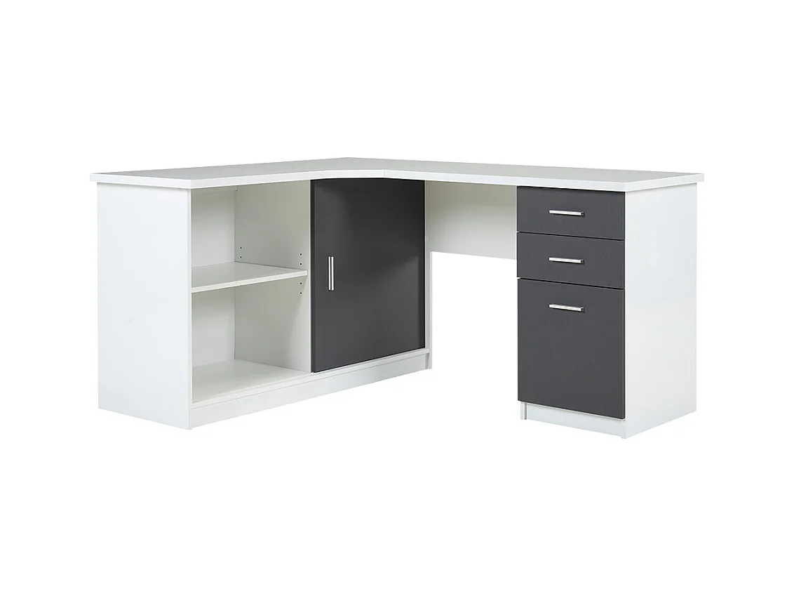 Hoekbureau NORWY - 2 deuren & 2 laden - MDF blad met granieteffect