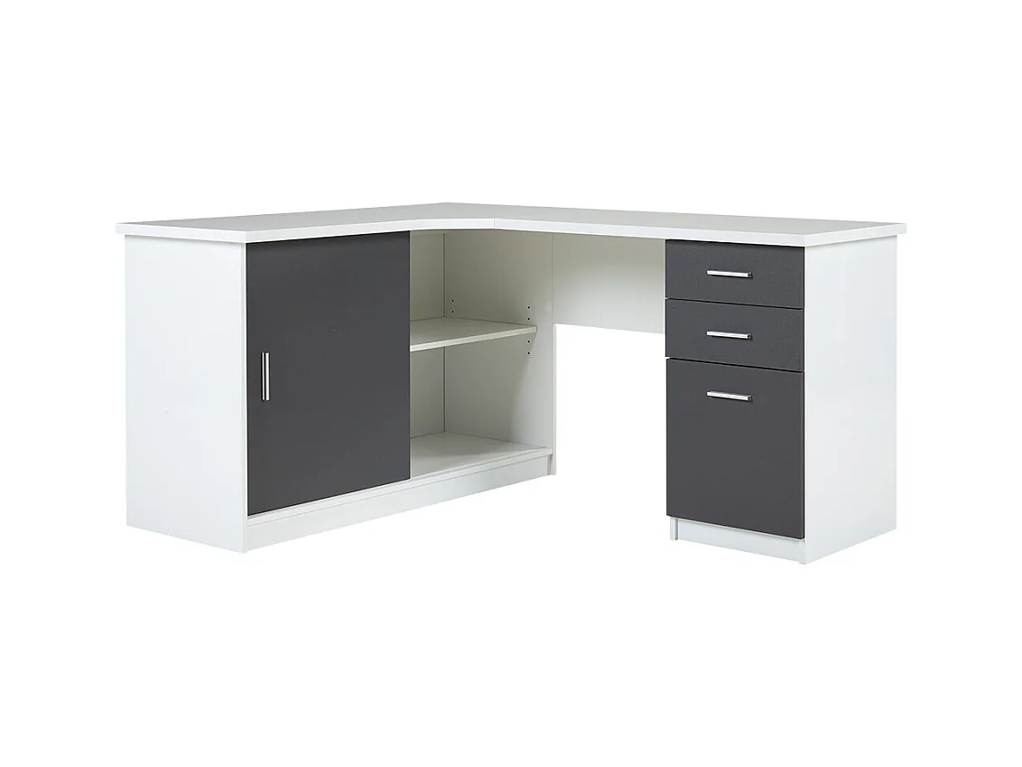 Hoekbureau NORWY - 2 deuren & 2 laden - MDF blad met granieteffect