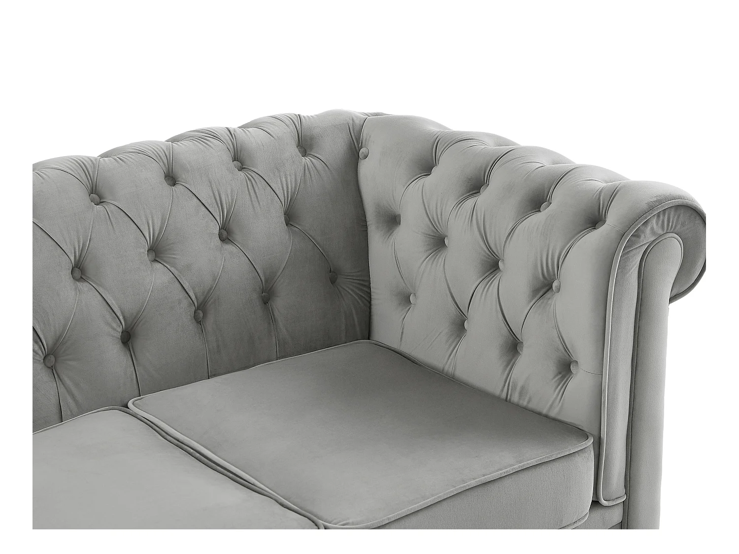 Driezitsbank CHESTERFIELD - velours - lichtgrijs