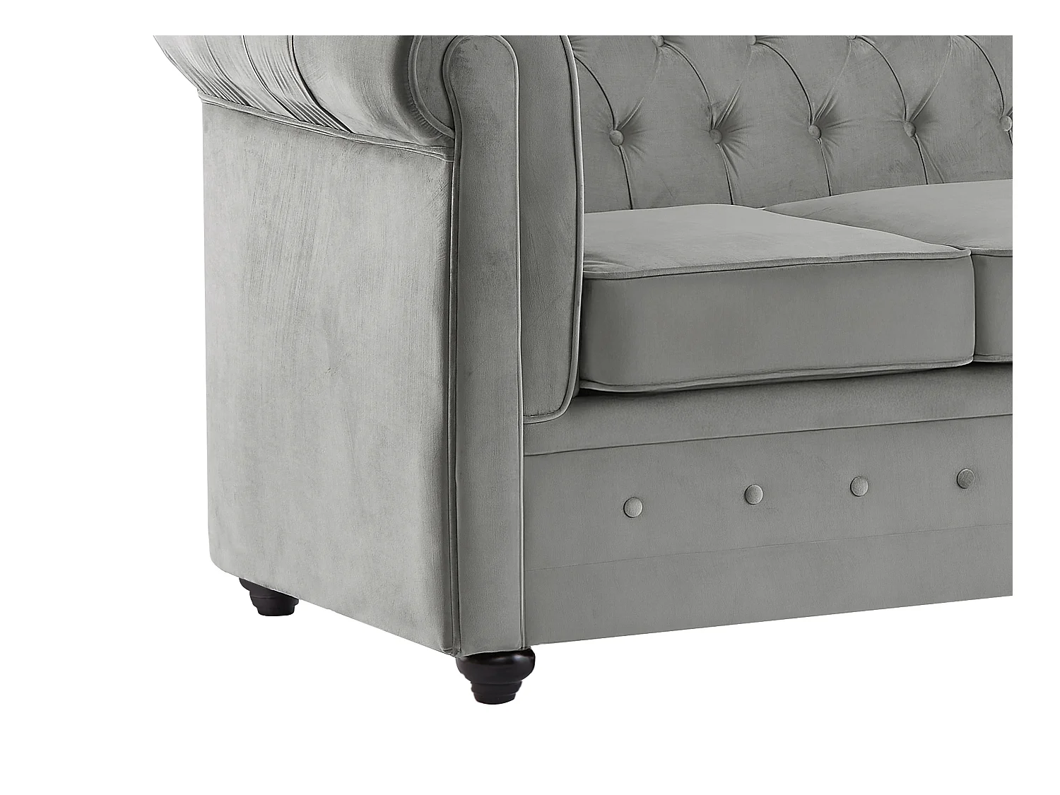 Driezitsbank CHESTERFIELD - velours - lichtgrijs