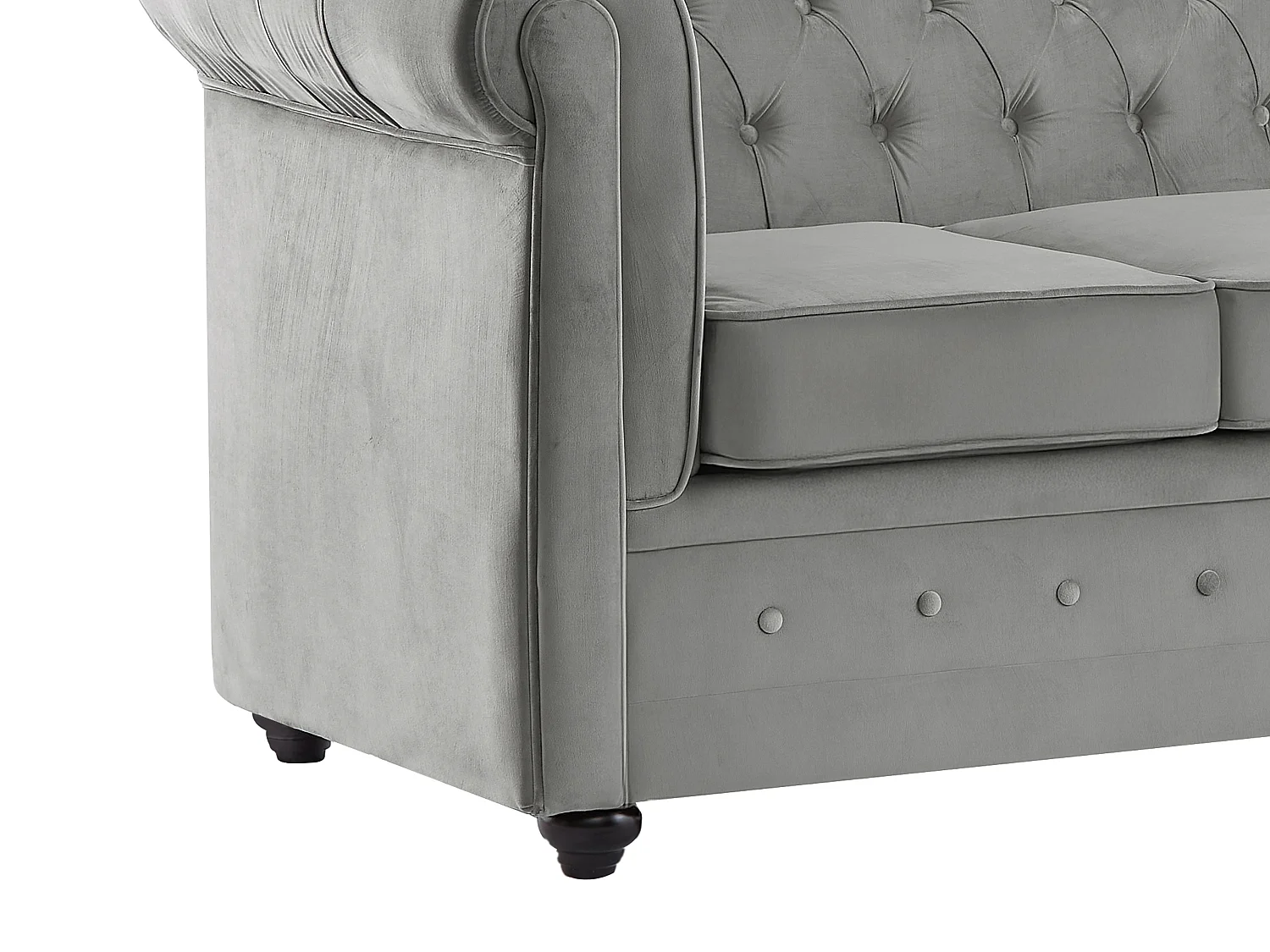 Canapé 3 places CHESTERFIELD - Velours gris clair