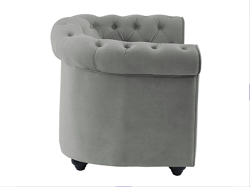 Sillón de terciopelo CHESTERFIELD - Gris plata