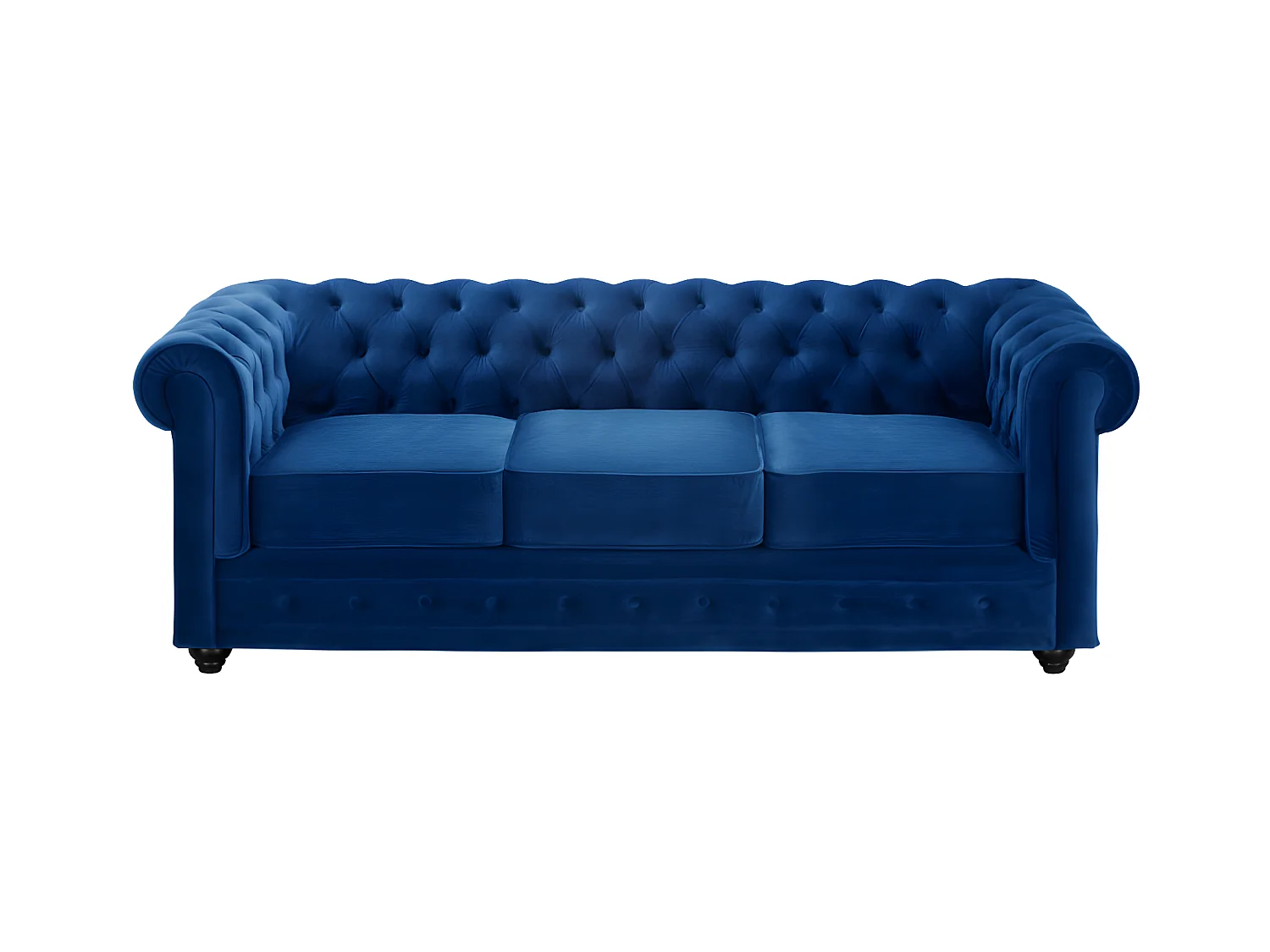 Canapé 3 places CHESTERFIELD - Velours bleu roi