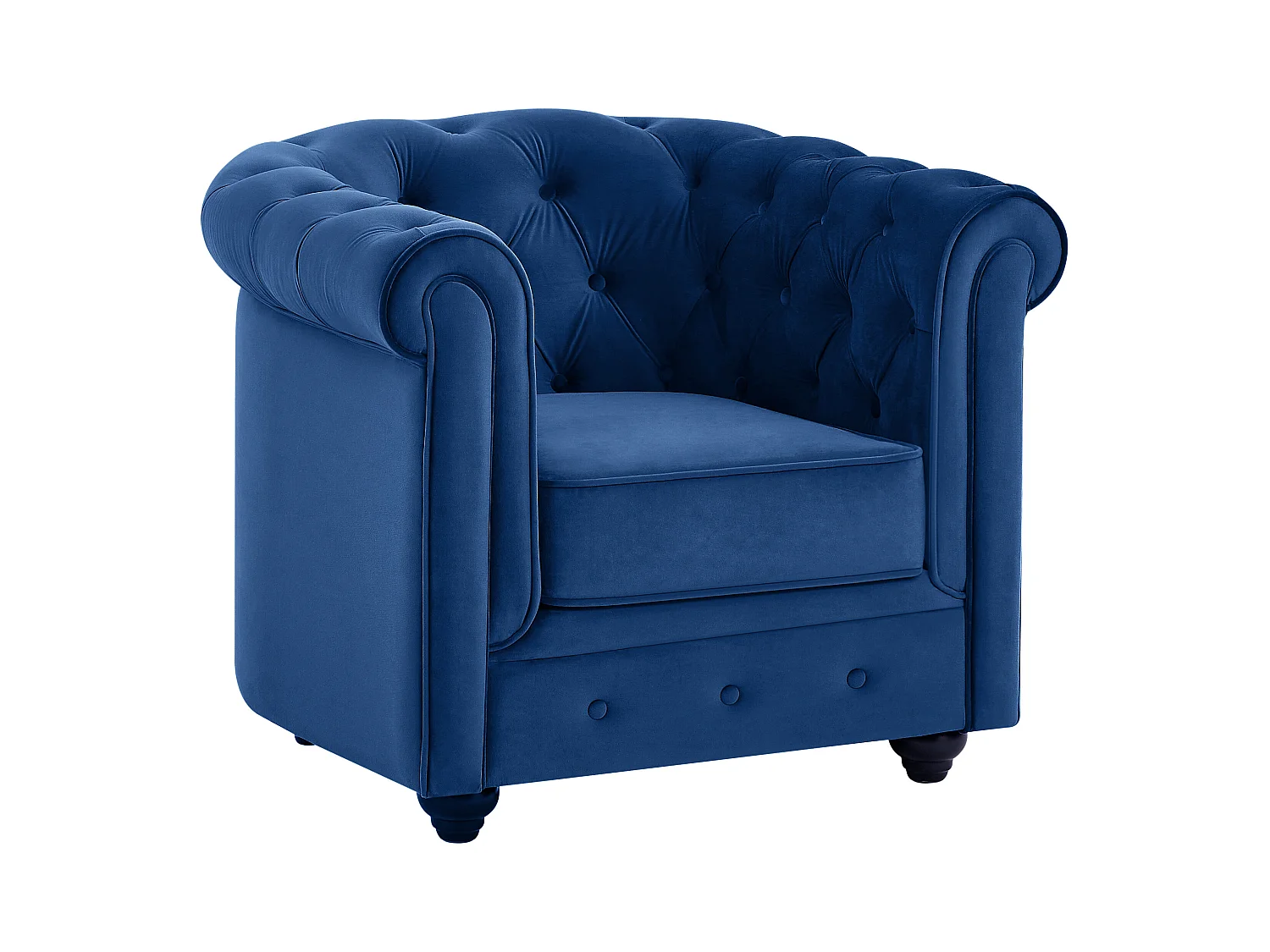 Fotel CHESTERFIELD - Welur w odcieniu niebieskim królewskim