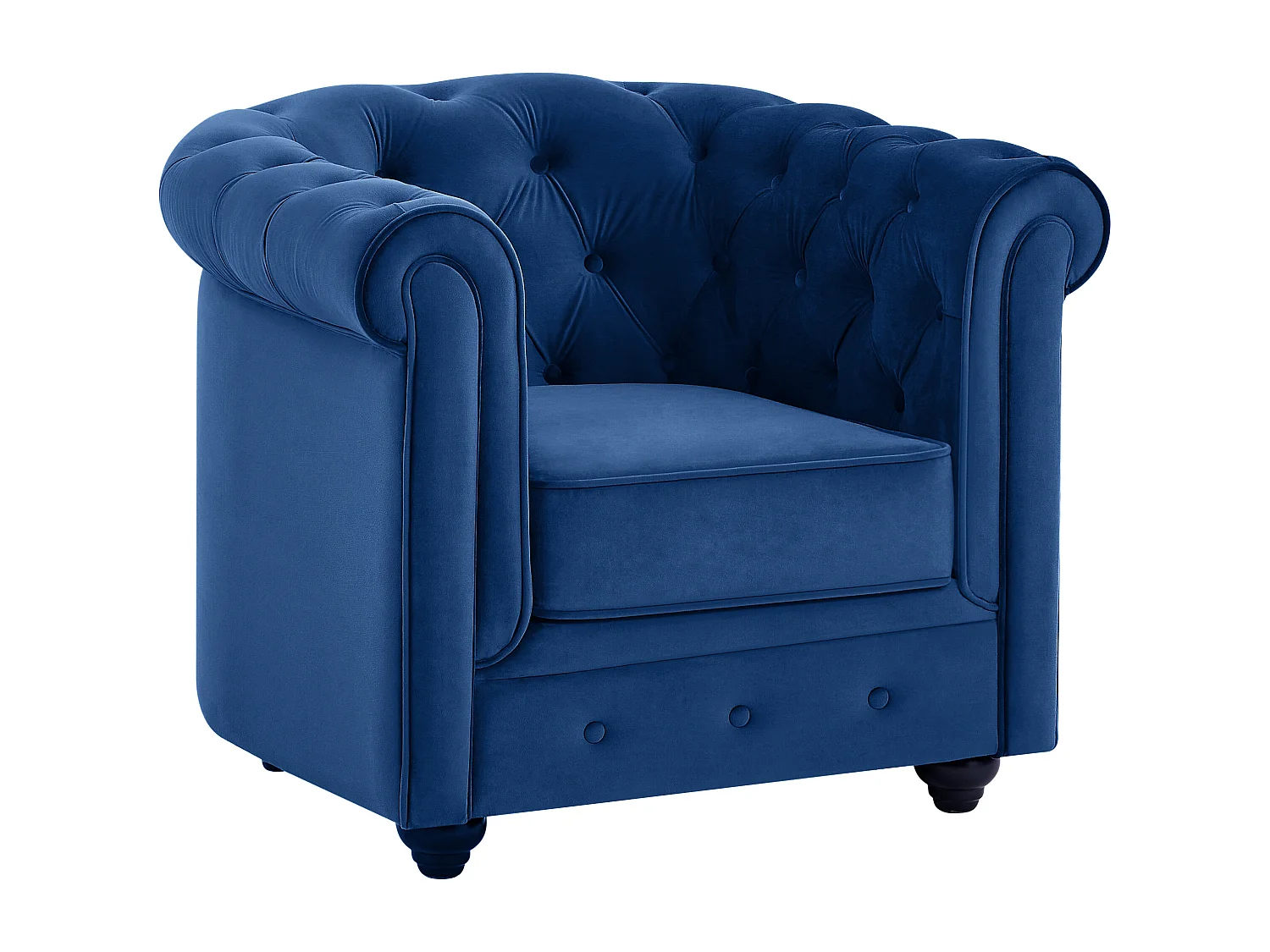 Fauteuil CHESTERFIELD - Velours bleu roi