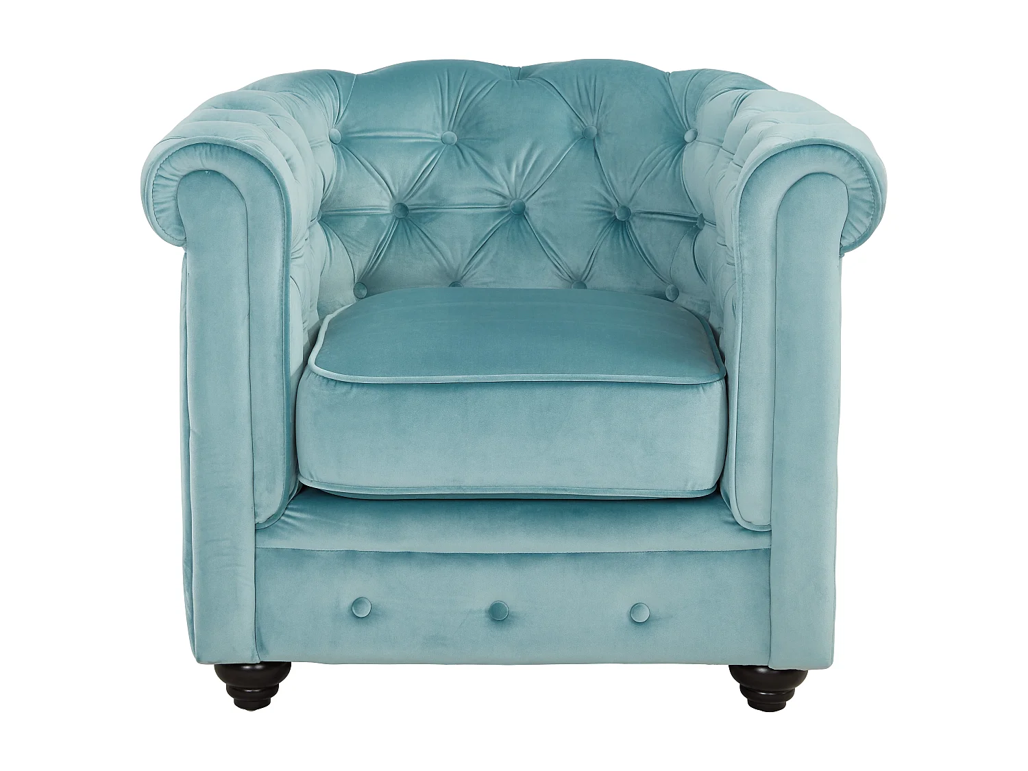 3-personers sofa og CHESTERFIELD lænestol - Pastellblå fløjl